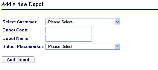 Add a New Depot page