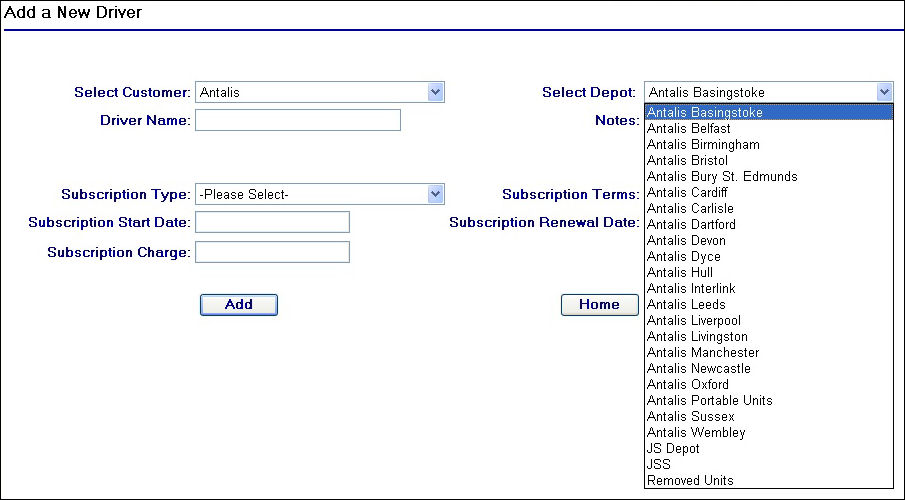 Customer and Depot Selection