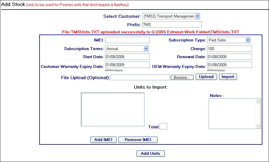 File Uploaded Message