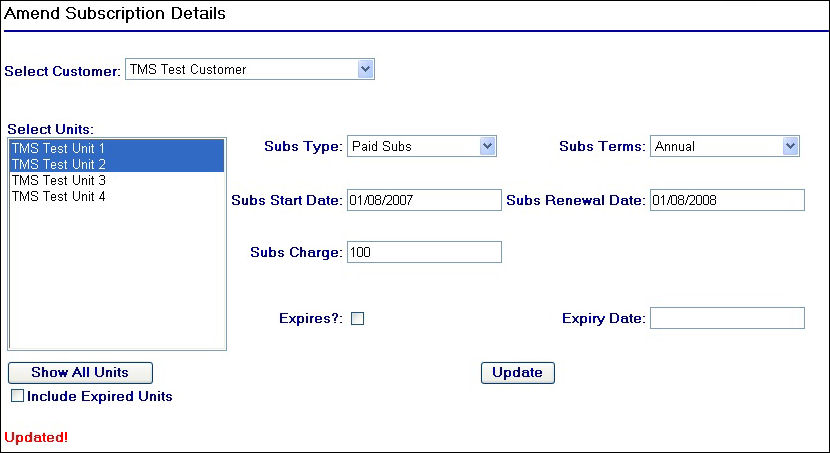 Confirmation of Update