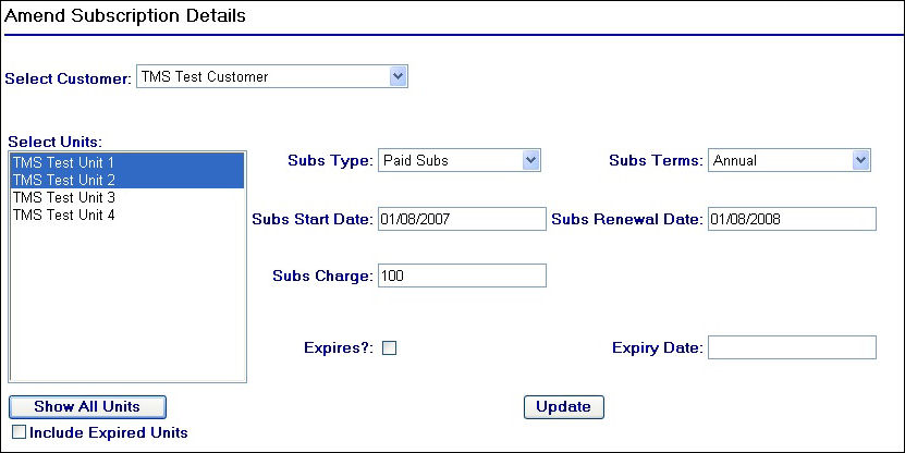 Entering Subscription Details