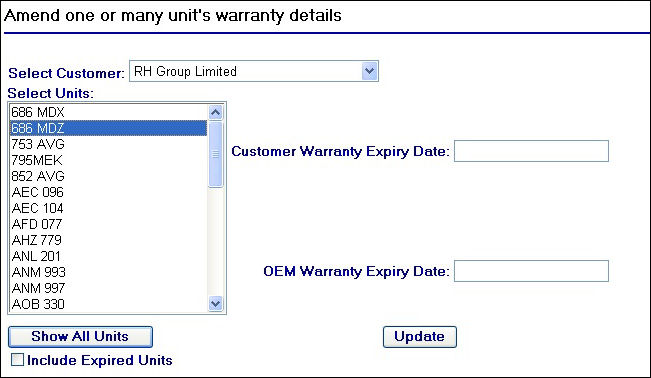 Selecting a unit to amend
