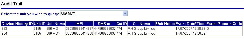 Selecting a unit from the drop down field