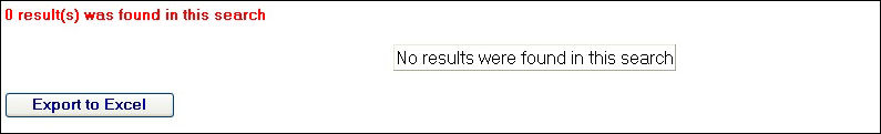 No results found screen
