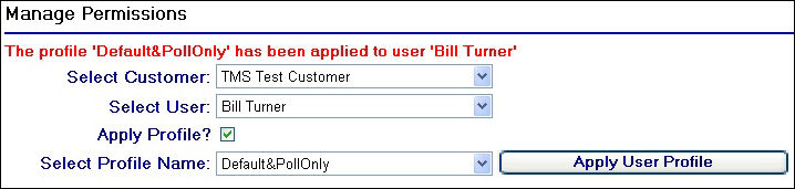 Confirmation after applying a Profile to a User