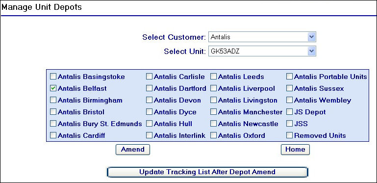 Selecting an Antalis unit