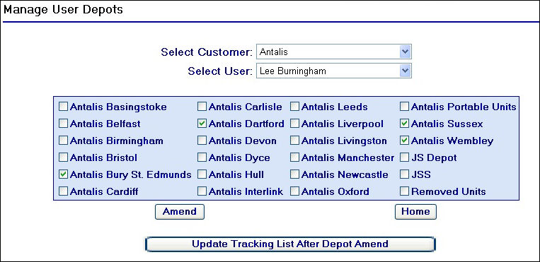 Selecting an Antalis user