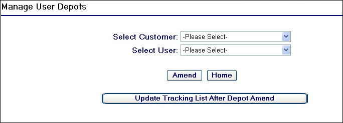 Manage User Depots Page